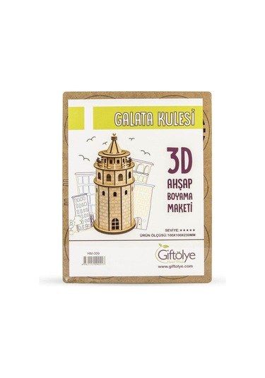 3D Ahşap Galata Kulesi Maketi Boyanabilir Ahşap Maket