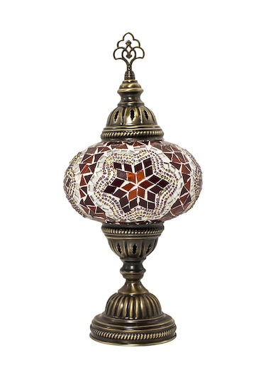 Dekoratif ÇALIŞMA MASASI İÇİN ABAJUR DESENLİ RENKLİ MOZAİK LAMBA