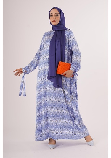 Çini Desen Elbise Beyaz