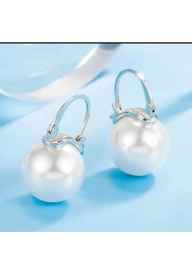 925 Ayar Gümüş 14 Mm İnci Küpe Gümüş