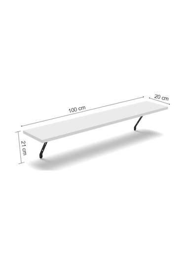 Montajsız Petek Üstü Uçan Raf Kalorifer Peteği 100x20 Cm - Beyaz Beyaz