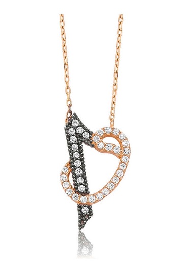 Himarry Gümüş Elif Vav Bayan Kolye Beyaz