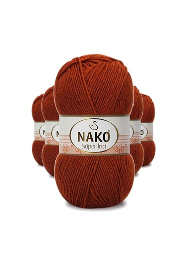 5 Adet Süper İnci El Örgü İpi 100 gr Kiremit 6679