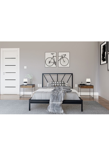 Metalia Gm 228 Gözde Siyah Dublex Tek Kişilik Karyola 90X190