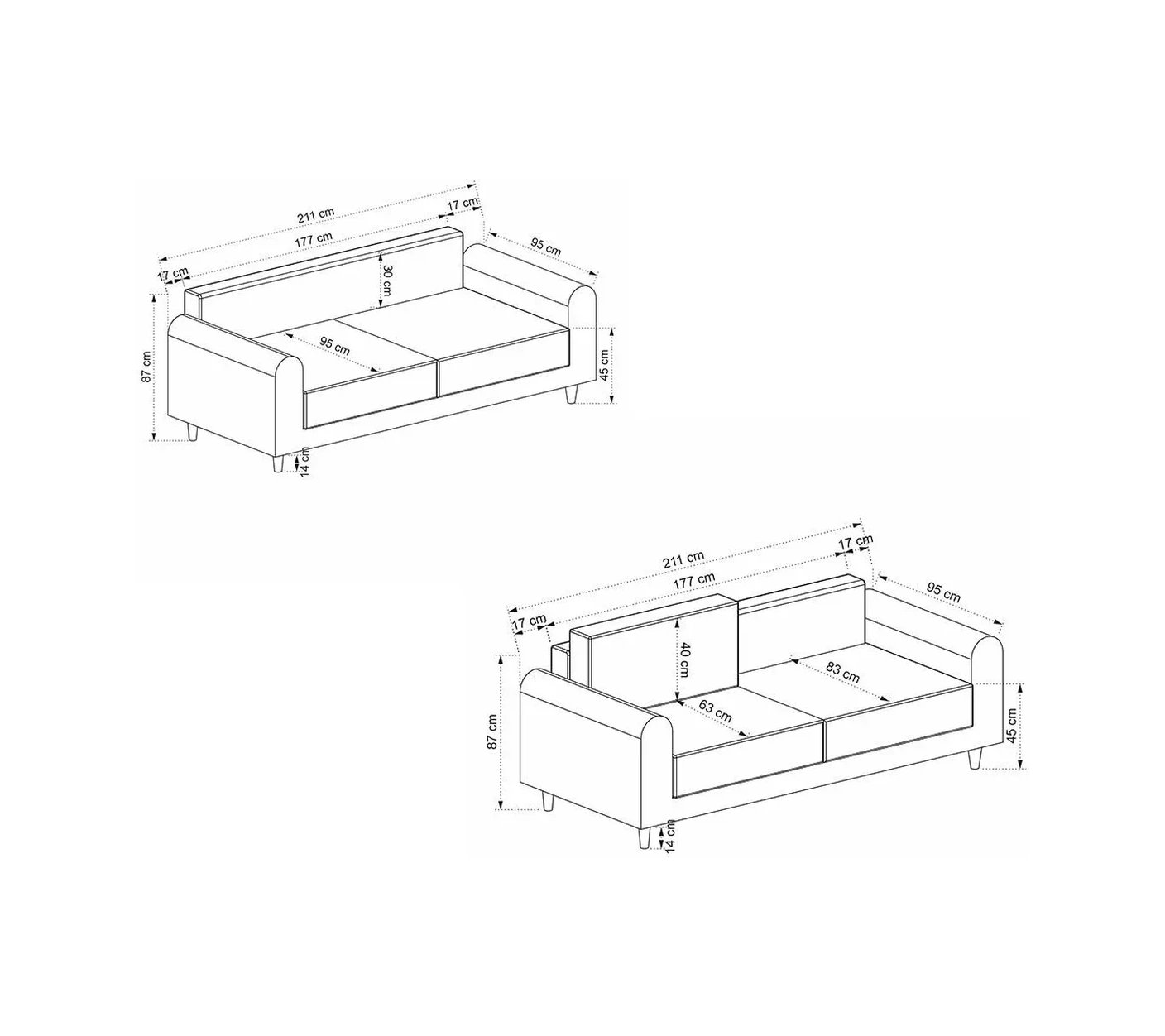 Mitra 3'lü Koltuk Ares15 Siyah