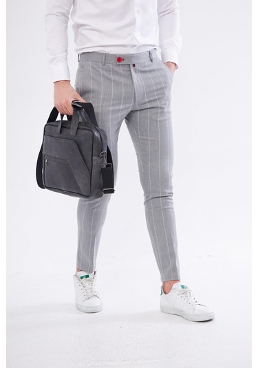 Derinss Dub3075 Hakiki Deri Gri Gölge Macbook Ve Notebook Çantası 001