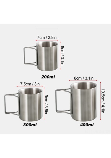 Kamp Kupası 200ml/300ml/400ml Paslanmaz Çelik Su Kupası Çay Kupası Kahve Fincanı Katlanabilir Kulplu Açık Hava Kampı Yürüyüşü Sırt Çantası İçin Diğer Çok Renkli