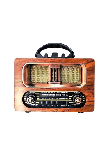 Ns-6635 Büyük Boy Retro, Nostaljik, Ahşap Tasarım Bluetooth Hoparlörlü, Şarjlı, Taşınabilir Fm/am Destekli Radyo -449