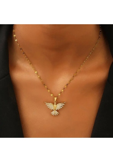 İtaly 18k Altın Kaplama Anka Gold Renk Kolye Çok Renkli