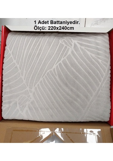 Padişah Embos Kutulu Çift Kişilik Vizon Battaniye 220x240 -gri Gri