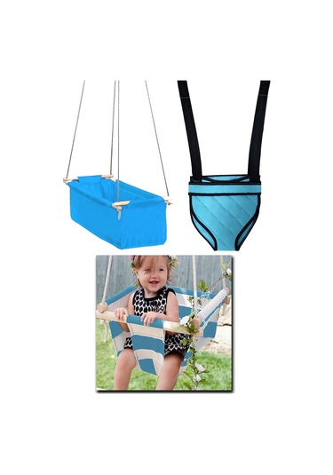 Indirimsmart Bundera Eko Üçlü Set Mavi Bebek Hamak Beşik Hoppala Zıpzıp Mavi