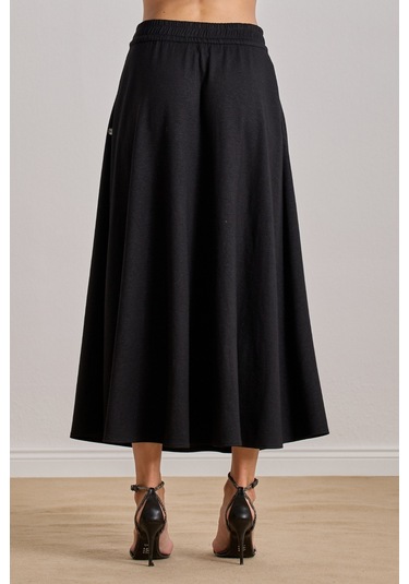 Maxi Siyah Simli Etek Siyah