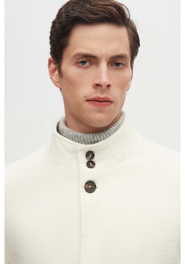 Ds Damat Regular Fit Ekru Hakim Yaka Kaşe Kaban 5hf08ort10002 Ekru