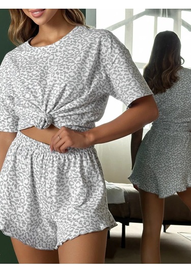 Lunnıca Paçalı Ve Tişörtlü Oversize Pamuklu Kadın Pijaması 246641685 Beyaz