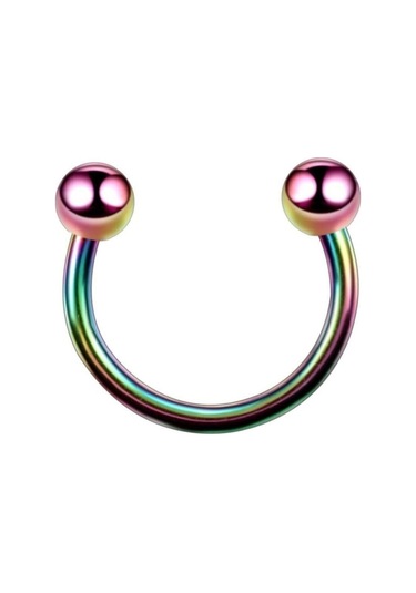 316 Cerrahi Çelik Kıkırdak Dudak Tragus Piercing 12 Mm Gökkuşağı