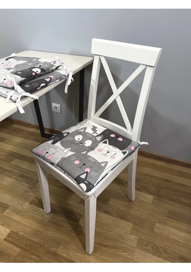 Babytex5 Gri Kedi Desenli Sandalye Yastığı - 3 Adet 377844268 Gri