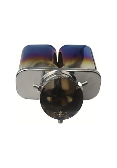 Besthome1 Silvery Kare Ağız Çift Çıkışlı Paslanmaz Çelik Otomobil Egzoz Borusu Ağızları