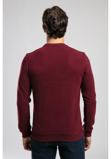 Newdwade Erkek O Yaka Sweatshirt Bordo-20959 Bordo