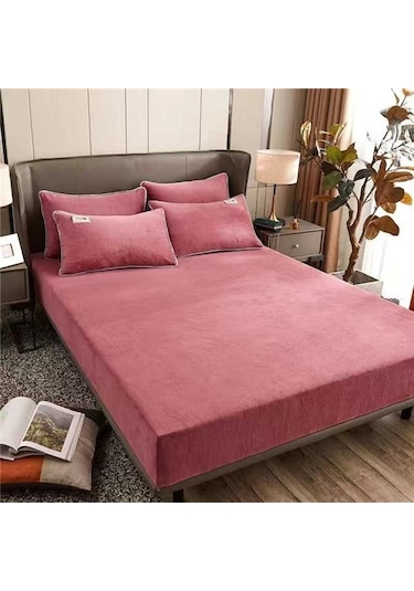 Koyu Pembe Süper Sıcak Yumuşak Flanel Yatak Örtüsü 25 Cm Evrensel Yatak Koruyucu Ped Kristal K Lastikli Çarşaf Ç. K. Alez 56913803 Koyu Pembe