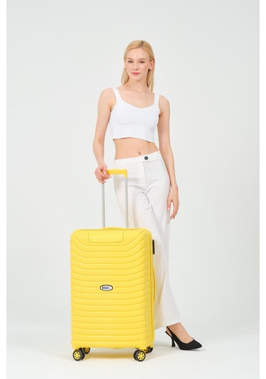 Keo-plus Sarı Orta Boy Silikon Kırılmaz Pp Valiz Siyah