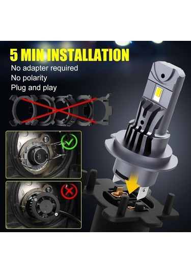 Didadodo Jms 2 Adet H7 Led Far Ampulü Mini Kablosuz 40000lm 6500k Csp Araba Lambaları H7 Turbo Led Otomobil 12v 12v