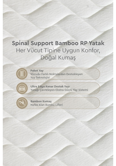 Yataş Bedding Spinal Support Bamboo Pocket Yaylı Ortopedik Yatak 140x190 cm