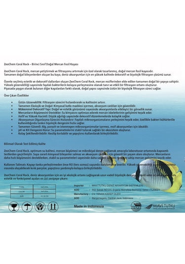 Zeochem - Coral Rock Doğal Mercan Fosil Kayası 10 Kg