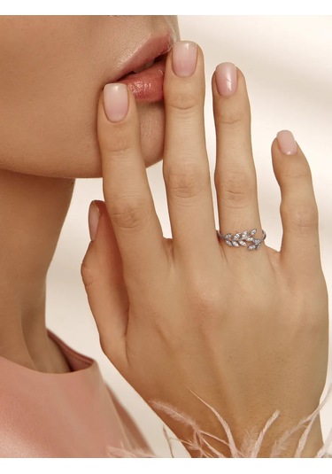 Zoloto Russkih 925 Ayar Gümüş Yaprak Yüzük 72004937 Gri