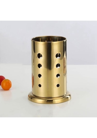 Novahub Altın Kaşık Seti Tutucu, Paslanmaz Çelik, Modern, D Modeli, Yemek Çubukları Organizatör, Süzgeç Çubukları Depolama Sepeti Altın