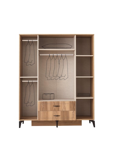Hazar 4 Kapılı Aynalı Gardırop Elbise Dolabı 160x55x200cm