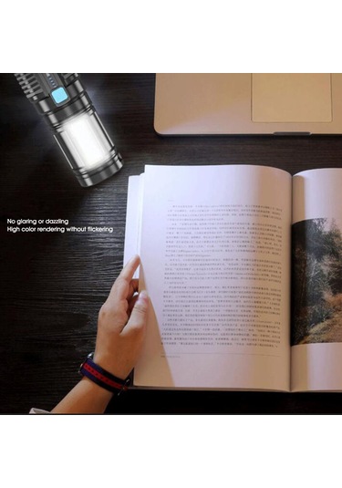 Neevoyu 4'ü 1 Arada Usb Şarjlı Çok Fonksiyonlu Cob Led El Feneri - Kamp & Outdoor Siyah