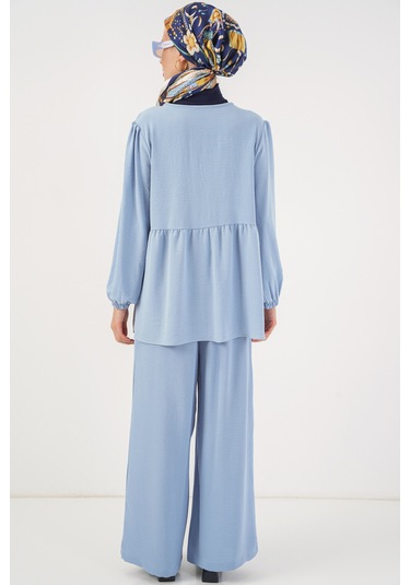 Kadın Önü Bağcıklı Tunik Pantolon İkili Takım 6744 - Mavi mavi Kadın Önü Bağcıklı Tunik Pantolon İkili Takım 6744 - Mavi mavi