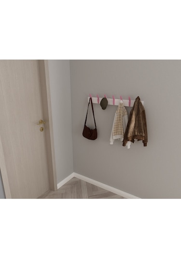 Hepsi3boyutlu Modern Duvar & Kapı Kanca Askılık - 7 Adet Pembe Kanca Askılık - Model No : 3 Pembe