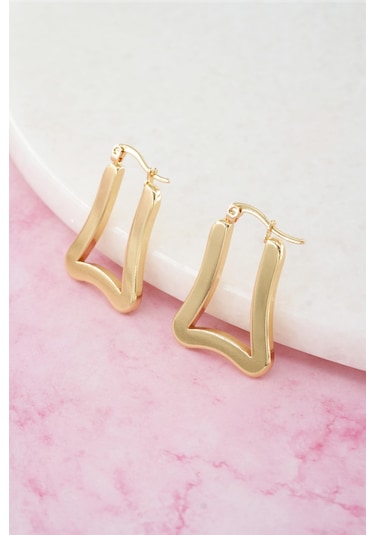 By Zeyna Aksesuar Kadın Vip Seri 316 L Paslanmaz Çelik Küpe-4205 Altın