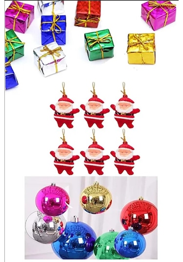 18 Parça Yılbaşı Ağacı Top Süs Noel Adam Top Süs Hediye Paketi