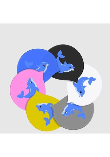 Siyah Çocuk Yüzme Kapakları Kız Erkek Sevimli Karikatür Yunus Uzun Saç Çocuklar İçin Dayanıklı Silikon Su Geçirmez Elastik Yüzmek Kapakları Siyah