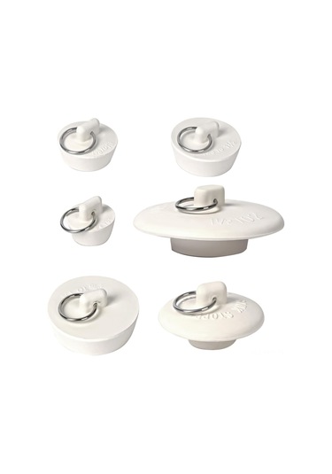 Monyee 6 Boyutlu Kauçuk Su Tıkacı Seti: Mutfak, Banyo Ve Çamaşırhane İçin Sıvı Kontrolü, Drenaj Kaçaklarını Engelleme Aksesuarı Beyaz