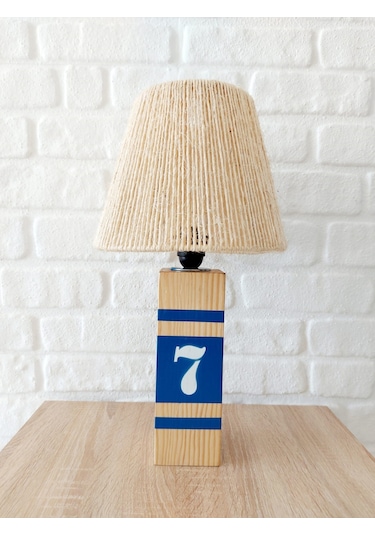 Retro Now Dock Mavi Ahşap Ayakli Abajur