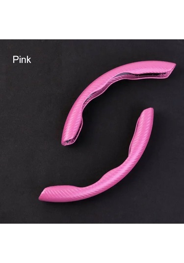 Ayrılmış Yarım Karbon Araba Direksiyon Kapağı Kaymaz Direksiyon Kapağı Pink Pink