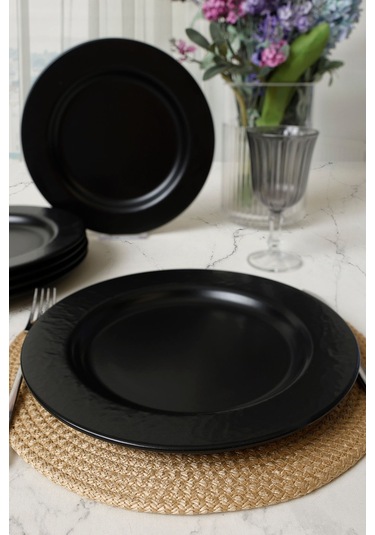 Keramika Mat Siyah İyonya Servis Tabağı 26 Cm 6 Adet 956 Siyah