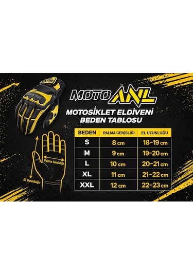 Motoanl Motosiklet Eldiveni Deri Full Koruma %100 Leder Motorcu Eldiven Siyah