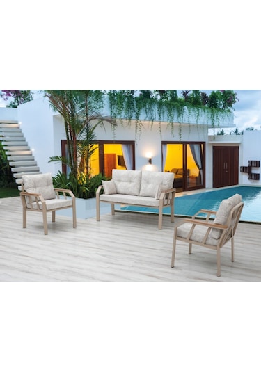 Tu Tienda Kapiçino Metal 2+1+1 Demonte Bahçe,balkon Takımı Bej