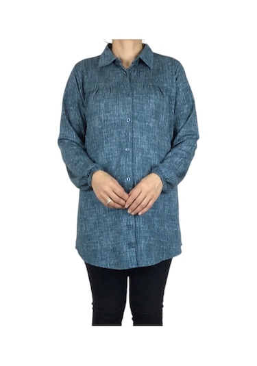 Mevsimlik Kolları Lastikli Boydan Düğmeli Gömlek Yeşil