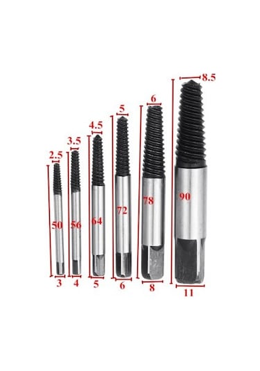 6 Parça Ters Kılavuz Pro Seti Çelik Kırık Civata Sökücü Vida Kald