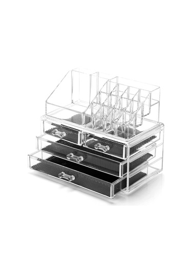 Mufunye Şeffaf Akrilik Makyaj Düzenleyici Saklama Kutusu Çok Katmanlı Ayrı Bölücüler Bölmeler Masaüstü Depolama Rafı Kozmetik Takı Ruj Standı Büyük Kapasiteli