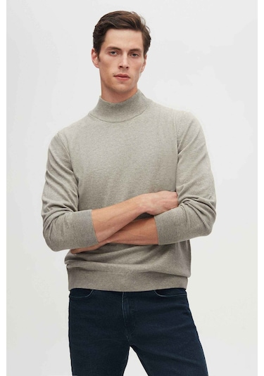 D's Damat Regular Fit Gri Pamuk Karışımlı Yarım Balıkçı Triko Kazak Gri D's Damat Regular Fit Gri Pamuk Karışımlı Yarım Balıkçı Triko Kazak Gri