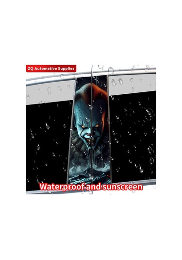 Korku Palyaço Araba Çıkartma Otomobil B Sütun Su Geçirmez Güneş Koruyucu Dekorasyon Kapağı 009 2pcs 1 Piece Set