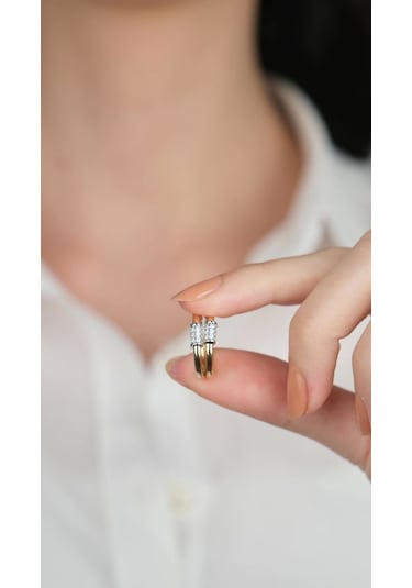 Arpaş 14 Ayar Altın Ortası Taş Detaylı Küpe 961 Gold