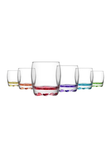 LAV Adora Cam Likör Bardağı 6'lı 80 ml Karışık Renkli (Şerbet Bardağı , Mini Tatlı Servis )