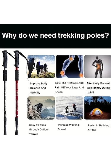 Willowhaven Kırmızı Ayarlanabilir Alüminyum Yürüyüş Bastonu - Konforlu Tutamak, Şok Emici, Dayanıklı